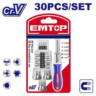 30 Pcs Screwdriver Set | EMTOP EBST03006