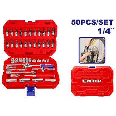 50 Pcs 1/4″ Socket Set | EMTOP ESKT14501