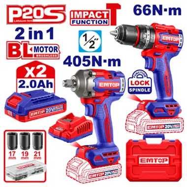 Cordless 2 Pcs Combo Kit ECKL20286 | EMTOP