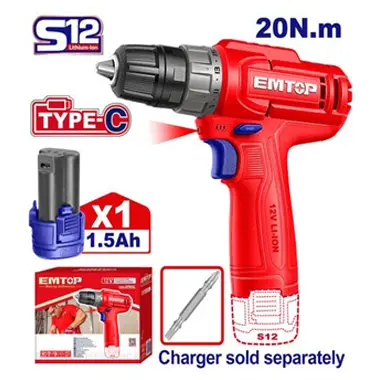 Cordless Drill ECDL12456 | EMTOP