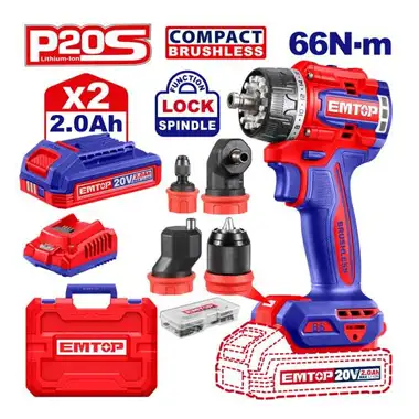 EMTOP ECDL206686 Cordless Multi-Head Drill Driver