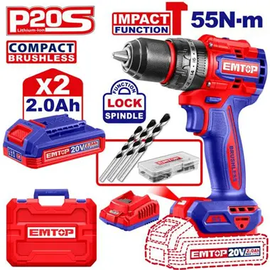 EMTOP ECIDL20558 Compact Brushless Cordless Drill