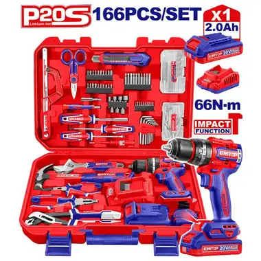 EMTOP EEDK16601 166 Pcs Tools Set