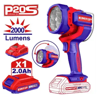 EMTOP ELWLI20887 Cordless Work Lamp