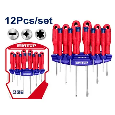 EMTOP ESST1201 12 Pcs Screwdriver and Precision Screwdriver Set