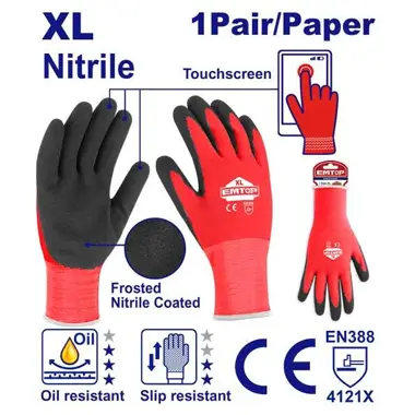 Nitrile Frosted Coated Gloves | EMTOP ENGV0301